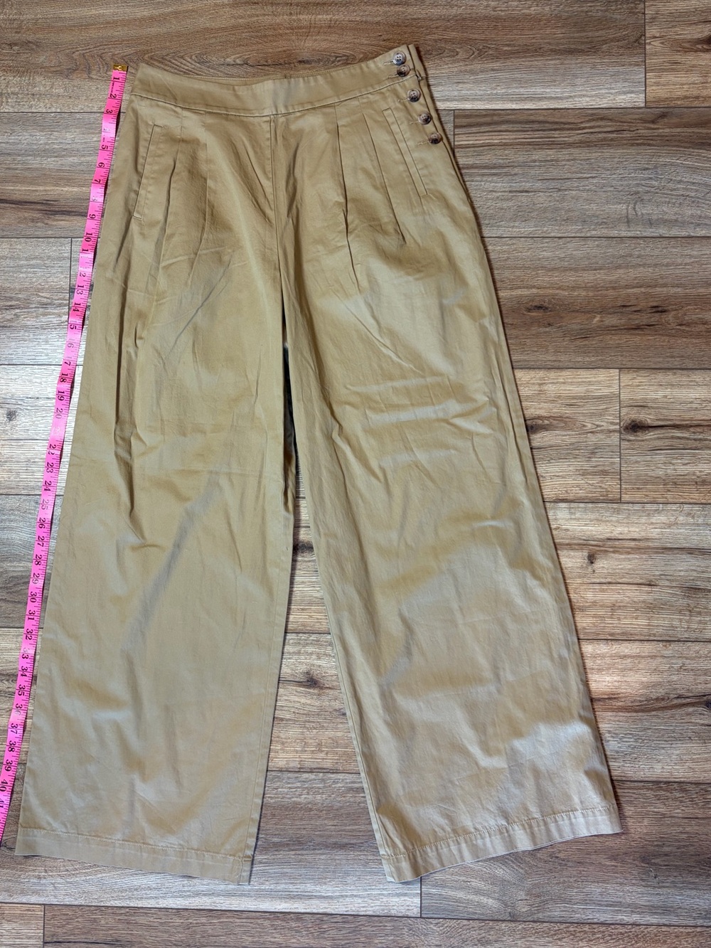 LOFT Sailor Button Light Academia Capsule Wardrobe Wide Leg Pants in Twill